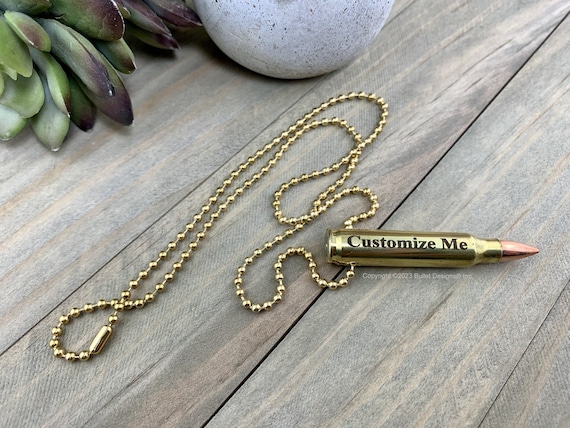 Engraved Brass Bullet Necklace, Engraving, 308, 30-06, 30-30, 270, 243,  Ak-47, 223, Ar-15, M4, Personalized, Drilled, Custom, TNR - Etsy